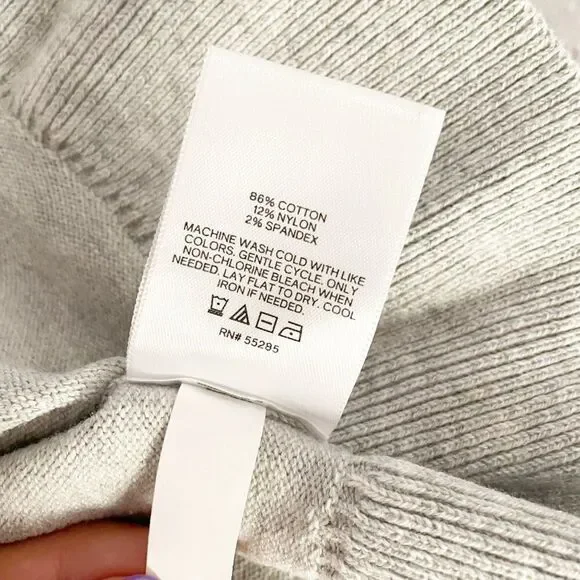 Express Gray Peplum Crew Neck Ruffle Hem Sweater S Office Wear Casual - Picture 9 of 9